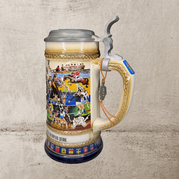 Vintage 1988 Budweiser Summer Olympics Seoul XXIV Beer Mug Stein Collectible - Picture 4 of 7